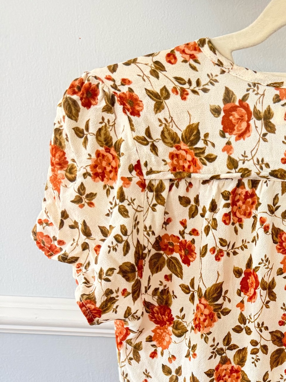Christy Dawn Cream Dress with Rust Rose Print - Picture 4 of 4